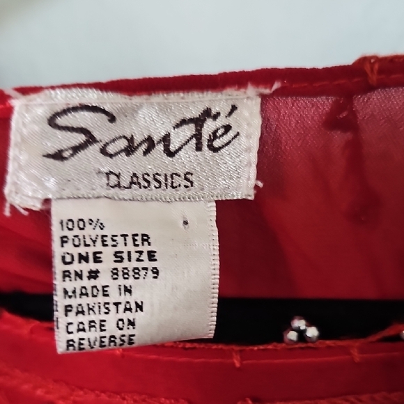 Sante Classics Vintage Red Boho Hippie Beaded  Embroidered Kaftan Dress One Size - Picture 3 of 10